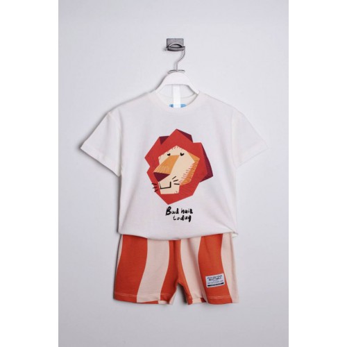 Aslan Baskılı Kısa Kollu Erkek Çocuk Takımı