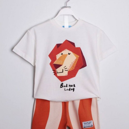 Aslan Baskılı Kısa Kollu Erkek Çocuk Takımı