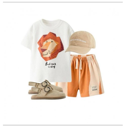 Aslan Baskılı Kısa Kollu Erkek Çocuk Takımı