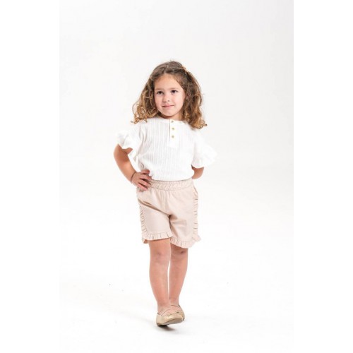 Fırfır Detaylı Şortlu Kız Çocuk Takım
