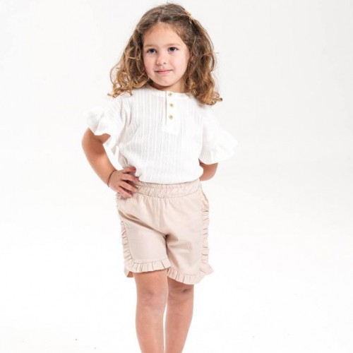 Fırfır Detaylı Şortlu Kız Çocuk Takım