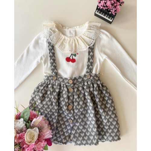 Cherry Love Askılı Kız Çocuk Elbise Takımı