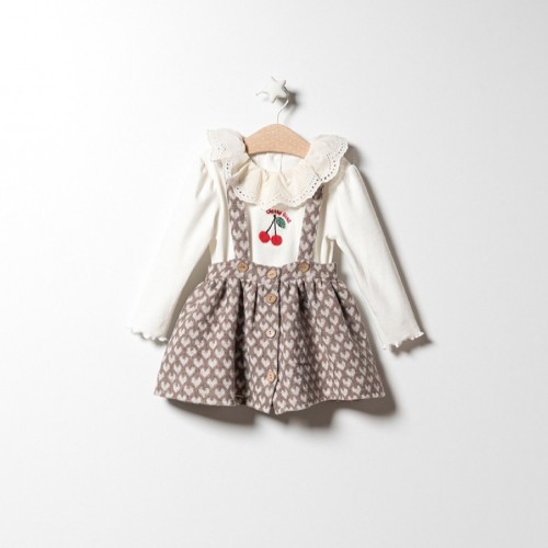 Cherry Love Askılı Kız Çocuk Elbise Takımı