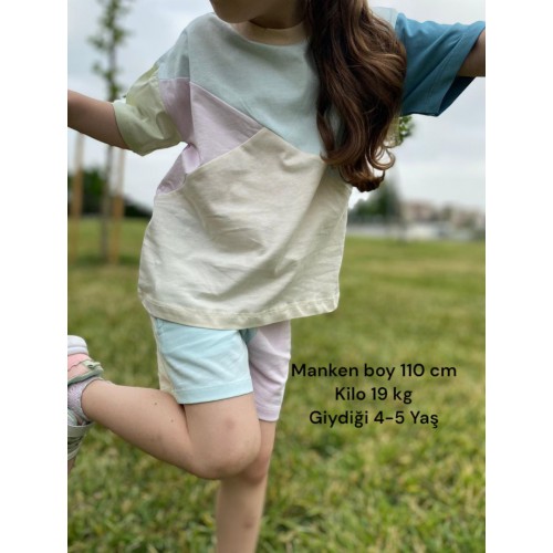 Pastel Renk Bloklu Unisex Takım