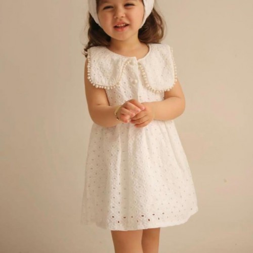 Yaka İncili Kız Çocuk Elbise